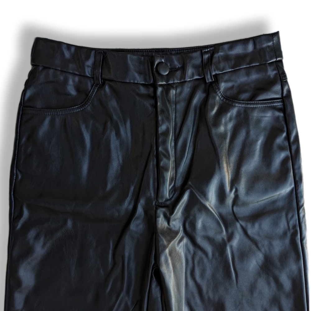 Faux Leather Split Knee High Waisted Pants Shein sz S - Picture 3 of 7